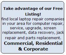Services provided by listed shops/stores/centers: DC Jack Repair, Motherboard Repair, LCD Replacement / Repair, Liquid spill Repair, Keyboard / Touchpad Replacement, Virus, Malware Spyware Removal, Hard drive replacement, Data recovery, Memory upgrade, Video card / chip repair, Cooling system repair.